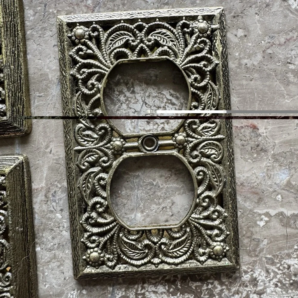 Ornate Filigree Switch Plate/Outlet Cover Lot Of  4 Hollywood Regency Gold Brass